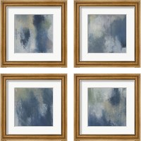 Framed 'Azure Blend  4 Piece Framed Art Print Set' border=