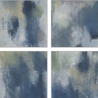 Framed 'Azure Blend  4 Piece Art Print Set' border=