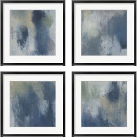 Framed 'Azure Blend  4 Piece Framed Art Print Set' border=