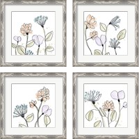 Framed 'Spindle Blossoms 4 Piece Framed Art Print Set' border=