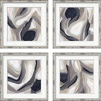 Framed 'Stone Ripple 4 Piece Framed Art Print Set' border=