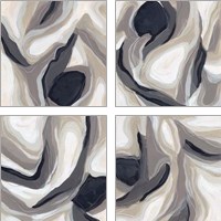 Framed 'Stone Ripple 4 Piece Art Print Set' border=