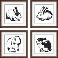 Framed 'Winter Rabbit 4 Piece Framed Art Print Set' border=