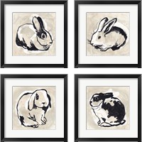 Framed 'Antique Rabbit 4 Piece Framed Art Print Set' border=