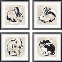 Framed 'Antique Rabbit 4 Piece Framed Art Print Set' border=