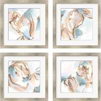 Framed 'Abstracted Shells 4 Piece Framed Art Print Set' border=