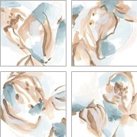 Framed 'Abstracted Shells 4 Piece Art Print Set' border=