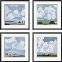 Framed 'Quiet Village 4 Piece Framed Art Print Set' border=