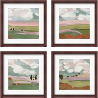 Framed 'Violet Fields 4 Piece Framed Art Print Set' border=