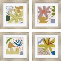 Framed 'Flower Petals 4 Piece Framed Art Print Set' border=