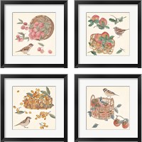 Framed 'Basket with Fruit4 Piece Framed Art Print Set' border=