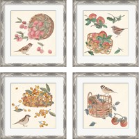 Framed 'Basket with Fruit4 Piece Framed Art Print Set' border=