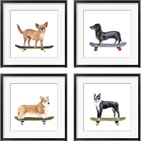 Framed 'Pups on Wheels 4 Piece Framed Art Print Set' border=