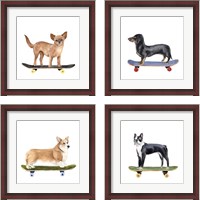 Framed 'Pups on Wheels 4 Piece Framed Art Print Set' border=