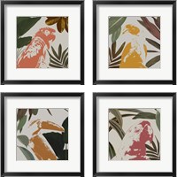 Framed 'Graphic Tropical Bird  4 Piece Framed Art Print Set' border=