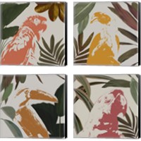 Framed 'Graphic Tropical Bird  4 Piece Canvas Print Set' border=