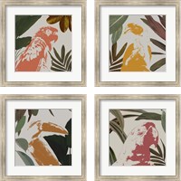 Framed 'Graphic Tropical Bird  4 Piece Framed Art Print Set' border=