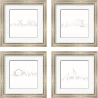 Framed 'Once Line City 4 Piece Framed Art Print Set' border=