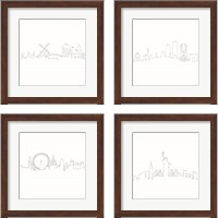 Framed 'Once Line City 4 Piece Framed Art Print Set' border=