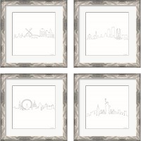 Framed 'Once Line City 4 Piece Framed Art Print Set' border=