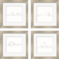 Framed 'Once Line City 4 Piece Framed Art Print Set' border=