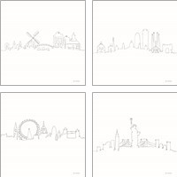 Framed 'Once Line City 4 Piece Art Print Set' border=