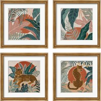 Framed 'Big Cat Beauty 4 Piece Framed Art Print Set' border=