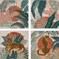 Framed 'Big Cat Beauty 4 Piece Art Print Set' border=