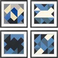 Framed 'Triangles 4 Piece Framed Art Print Set' border=