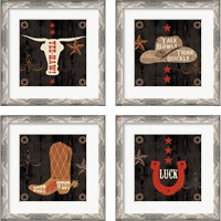 Framed 'Saddle Up Icon 4 Piece Framed Art Print Set' border=