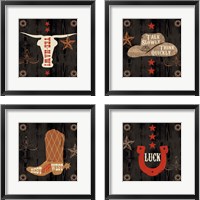 Framed 'Saddle Up Icon 4 Piece Framed Art Print Set' border=