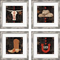 Framed 'Saddle Up Icon 4 Piece Framed Art Print Set' border=