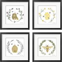 Framed 'Happy to Bee Home 4 Piece Framed Art Print Set' border=