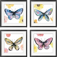 Framed 'Beautiful Butterfly 4 Piece Framed Art Print Set' border=