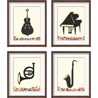 Framed 'Cut Paper Instruments 4 Piece Framed Art Print Set' border=