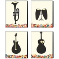 Framed 'Cut Paper Instruments 4 Piece Canvas Print Set' border=