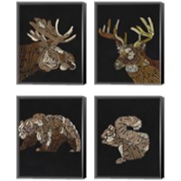 Framed 'Forest Dweller 4 Piece Canvas Print Set' border=