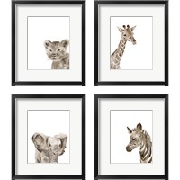 Framed 'Safari Animal Portraits 4 Piece Framed Art Print Set' border=