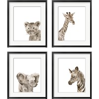 Framed 'Safari Animal Portraits 4 Piece Framed Art Print Set' border=