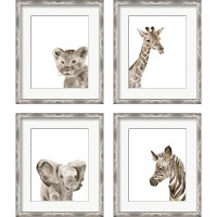 Framed 'Safari Animal Portraits 4 Piece Framed Art Print Set' border=