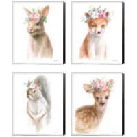 Framed 'Wild for Flowers 4 Piece Canvas Print Set' border=