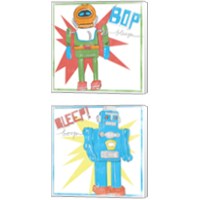 Framed 'Toy Tin Robots 2 Piece Canvas Print Set' border=