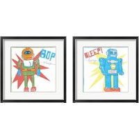 Framed 'Toy Tin Robots 2 Piece Framed Art Print Set' border=