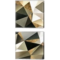 Framed 'Gold Polygon Wall 2 Piece Canvas Print Set' border=