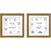 Framed 'Blue Escape Coastal 2 Piece Framed Art Print Set' border=