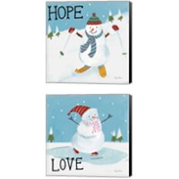 Framed 'Snowman Snowday 2 Piece Canvas Print Set' border=