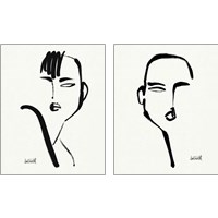 Framed 'Brush Portrait 2 Piece Art Print Set' border=