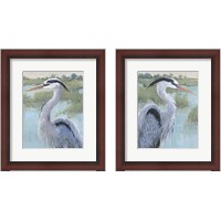 Framed 'Blue Heron Portrait 2 Piece Framed Art Print Set' border=