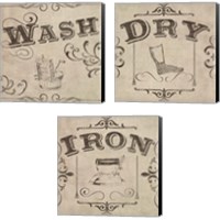 Framed 'Vintage Laundry Signs 3 Piece Canvas Print Set' border=