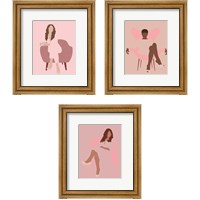 Framed 'Girl 3 Piece Framed Art Print Set' border=
